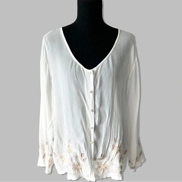 Vintage  Raindrops Semi Sheer Embroidered Sequins Blouse - Picture 1 of 14